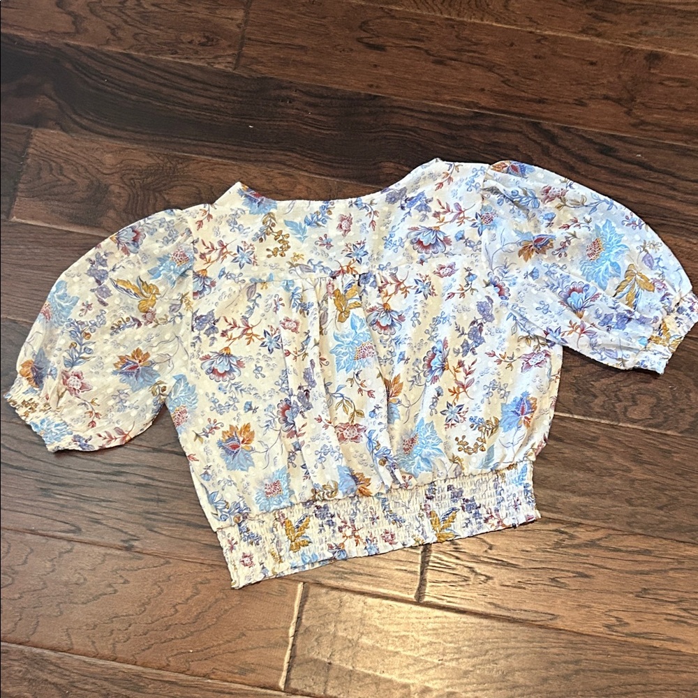 Joie Floral Puff-Sleeve Cropped Top - Picture 3 of 3